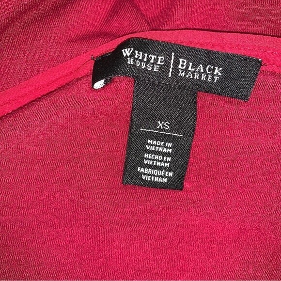 White House XS Christmas Red Sexy Wrap Top Blouse Long Sleeve Shirt Ruched - Picture 5 of 7